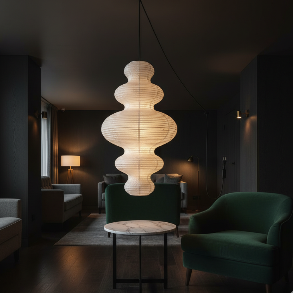 Akaria - Lampada a sospensione in carta di riso artigianale per illuminazione cucina