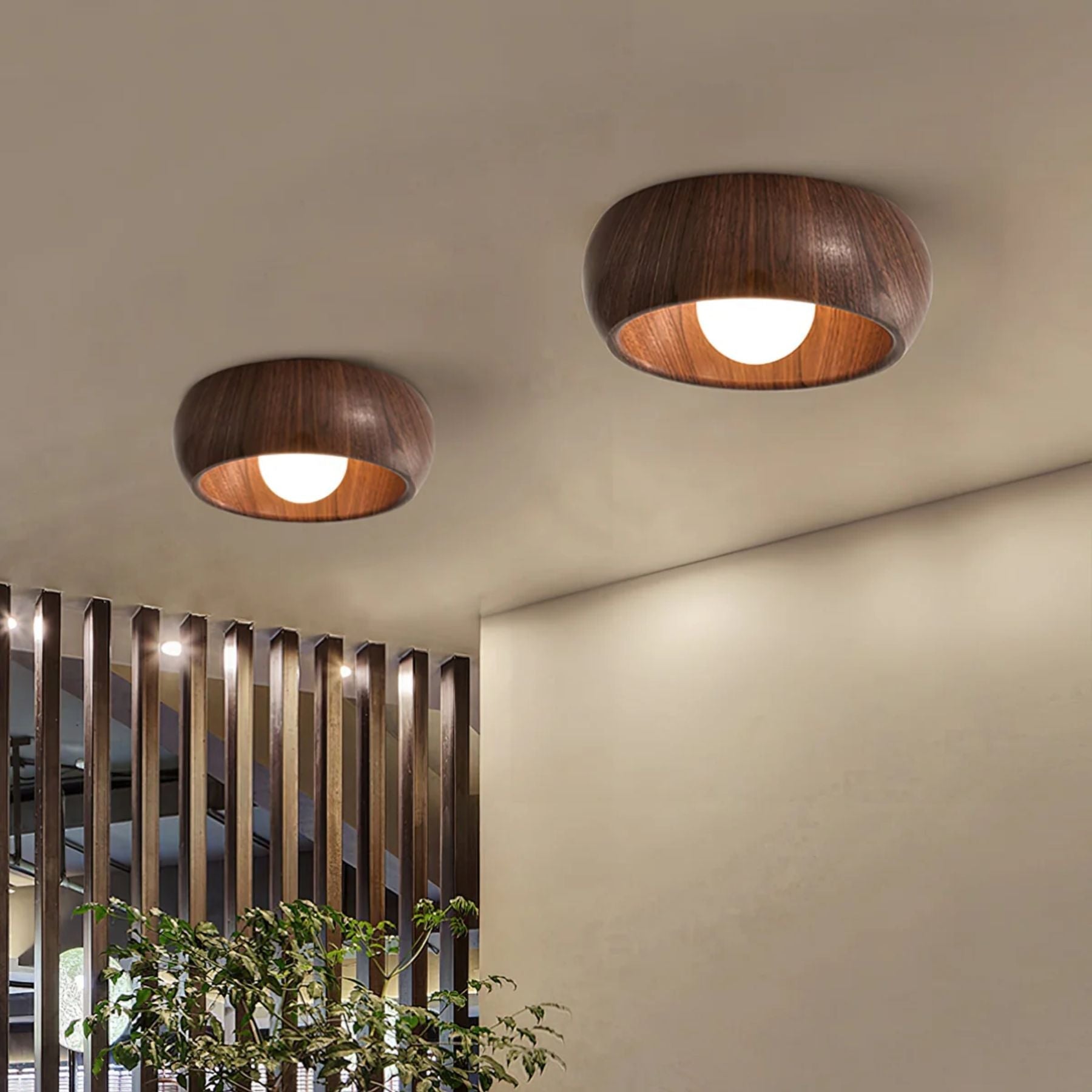 Round Wood Flush Mount Minimalist LED Ceiling Light - Image 5