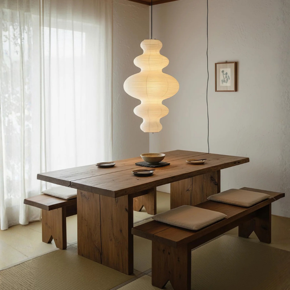 Akaria - Lampada a sospensione in carta di riso artigianale per illuminazione cucina