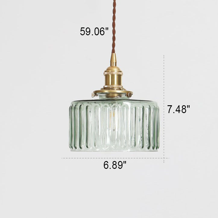 Nivoran - Lampada a sospensione rotonda in vetro e ottone LED