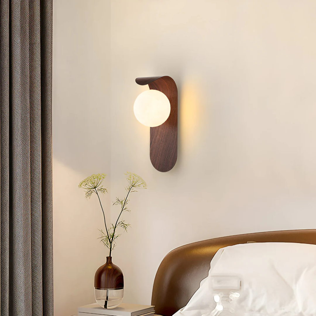 Scandinavian Wood Globe Wall Sconce LED - Image 3