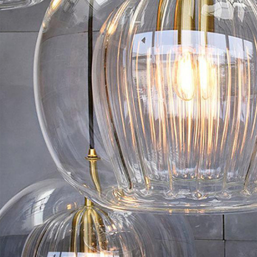 Hailenor - Lampada a sospensione in vetro trasparente ambra LED