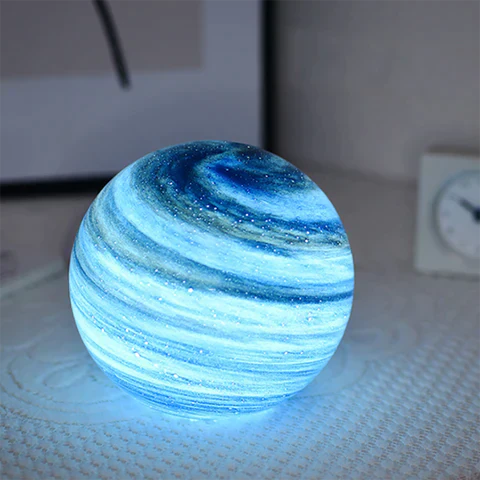 Glass Sphere LED Table Lamp Remote Control Swirl Surface - Image 2