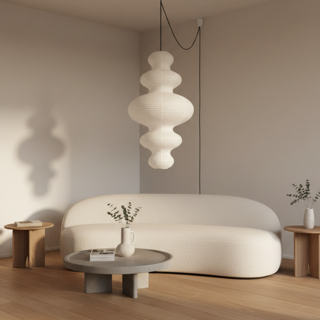Akaria - Lampada a sospensione in carta di riso artigianale per illuminazione cucina
