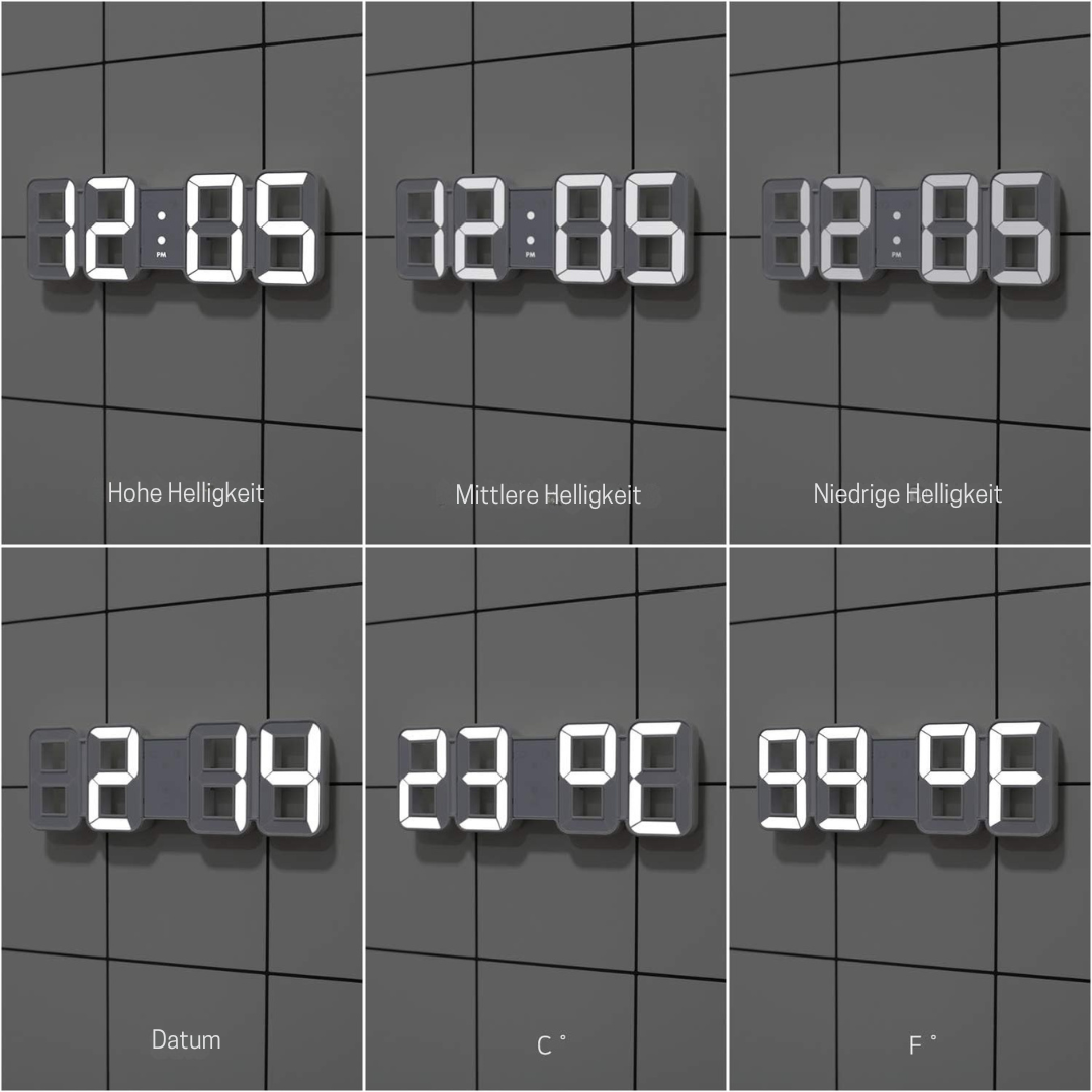Vevora – Horloge murale numérique LED 3D avec USB