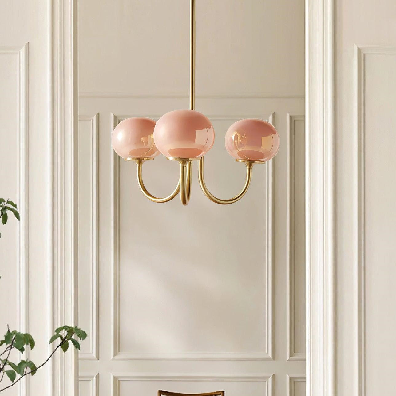 Piora - Candelabro de burbujas de vidrio rosa