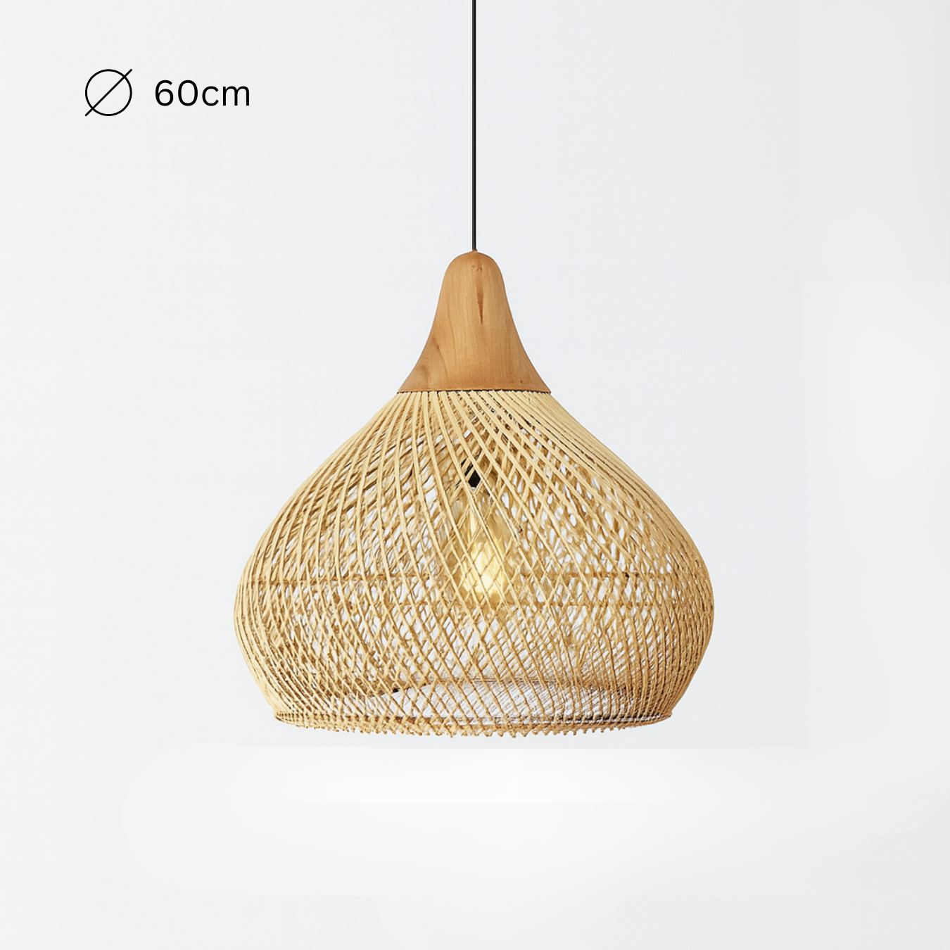 Solari - Lampada a Sospensione in Rattan in Stile Japandi Boho