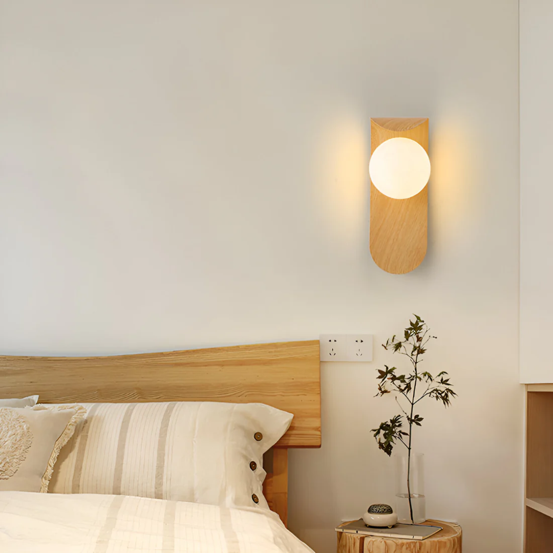 Scandinavian Wood Globe Wall Sconce LED - Image 4