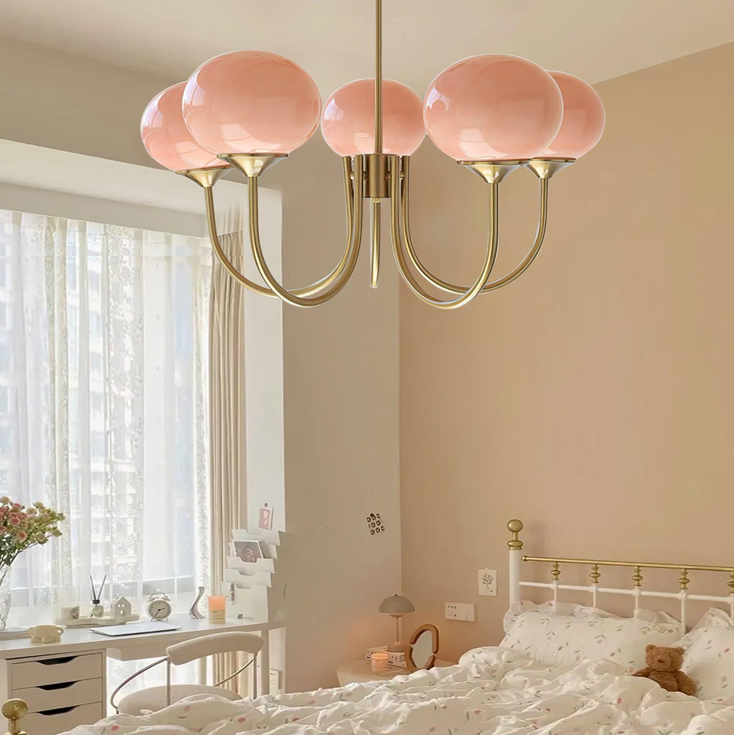 Piora - Lustre à bulles en verre rose