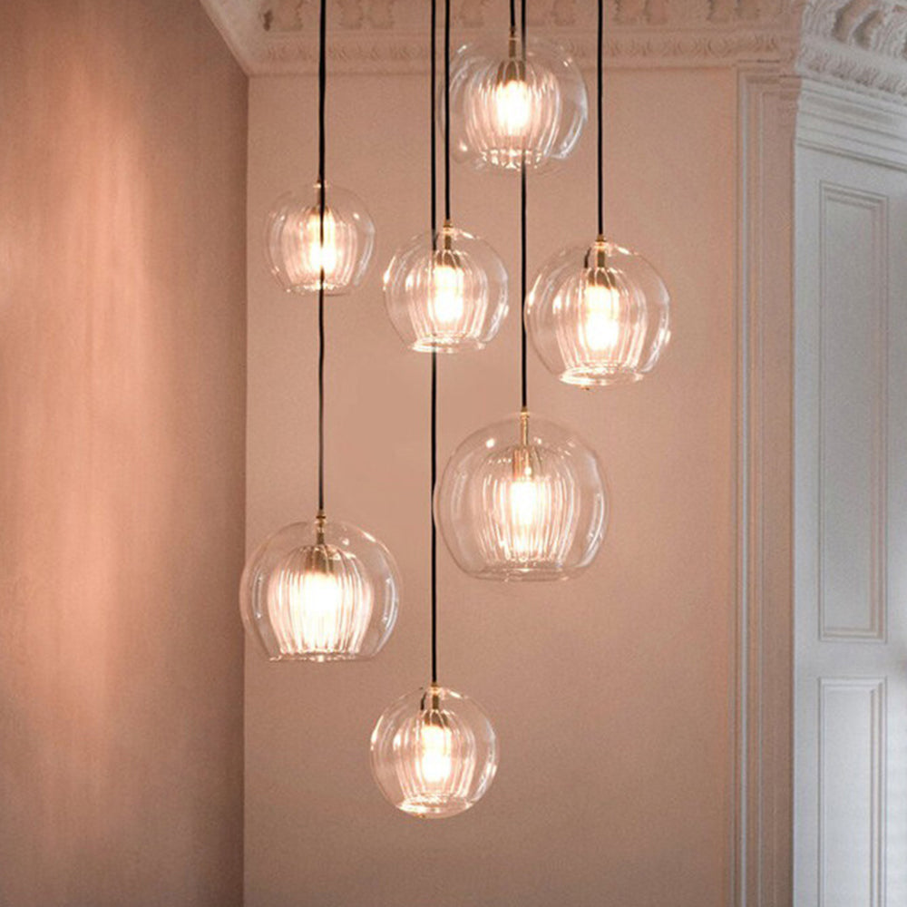 Hailenor - Lampada a sospensione in vetro trasparente ambra LED