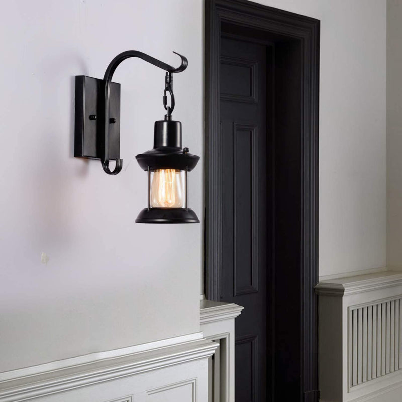Dravion - Lampada da parete industriale retrò con paralume in vetro E27