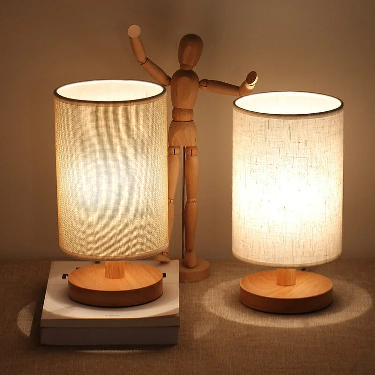 Aivaro - Lampada in legno organico e lino con telecomando