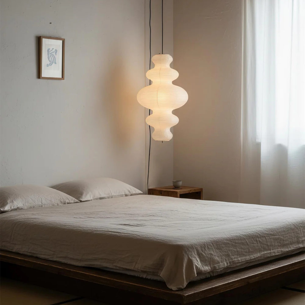 Akaria - Lampada a sospensione in carta di riso artigianale per illuminazione cucina