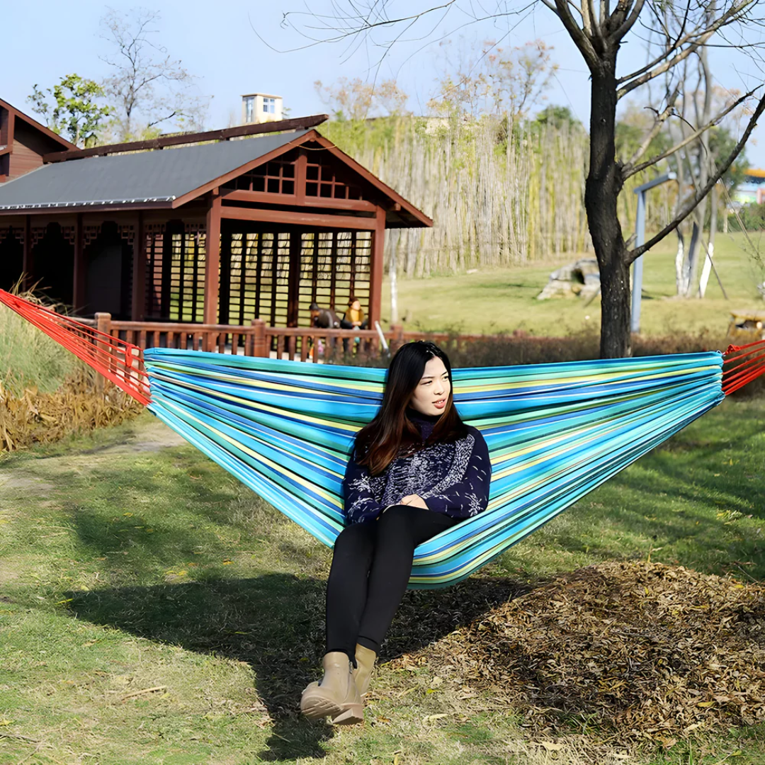 Striped Portable Fabric Hammock Breathable Outdoor
