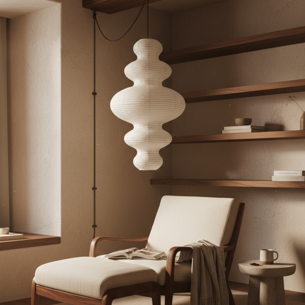 Akaria - Lampada a sospensione in carta di riso artigianale per illuminazione cucina