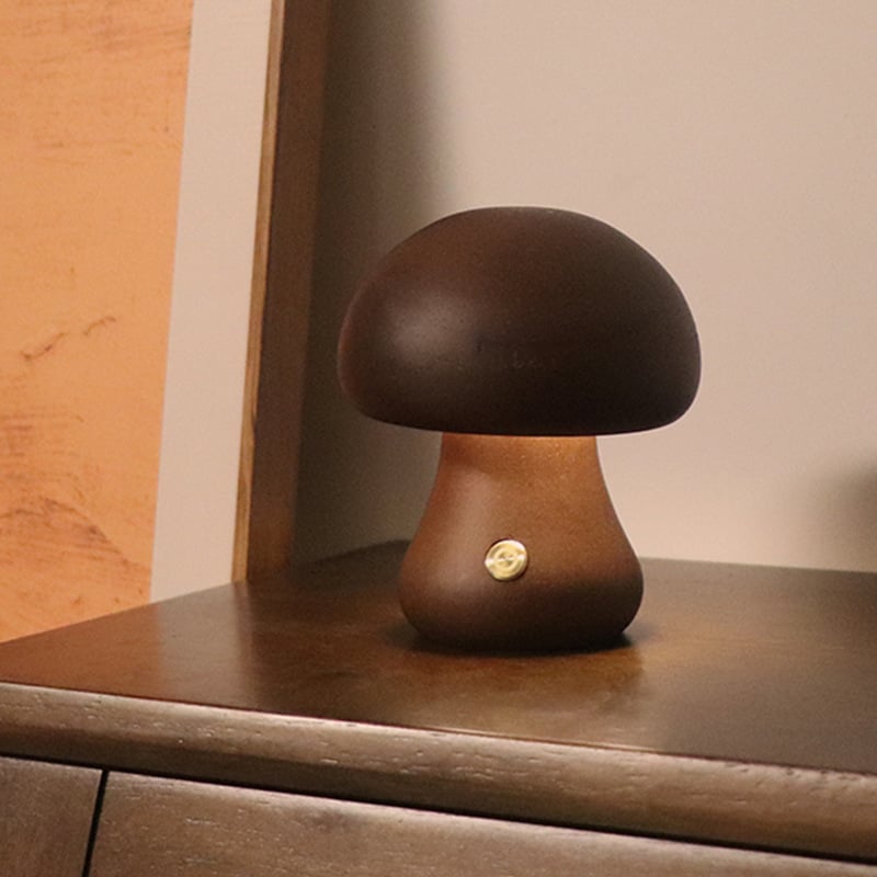 Mykora - Lampe de table champignon en bois tactile