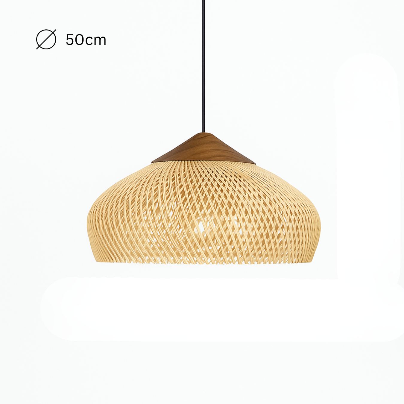 Solari - Lampada a Sospensione in Rattan in Stile Japandi Boho