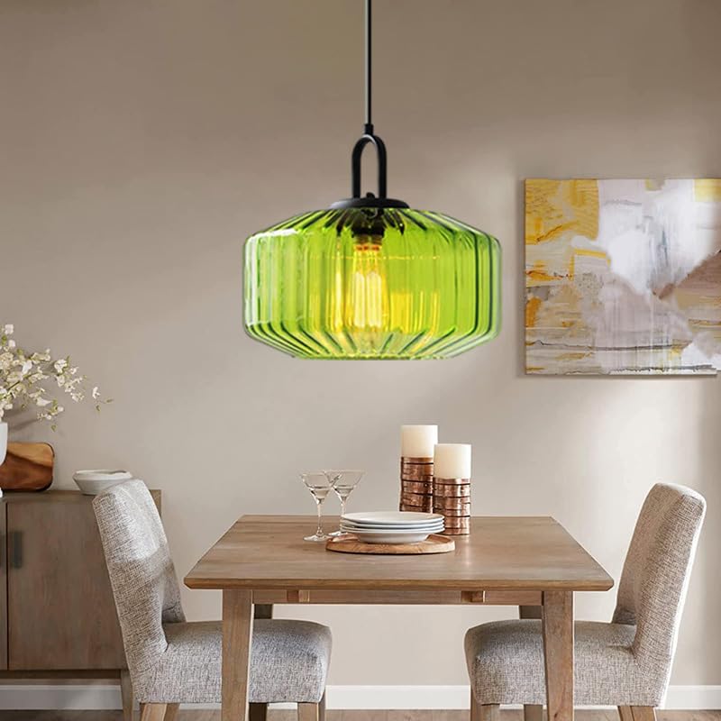 Minda - Lampada a sospensione in vetro a strisce stile metà secolo