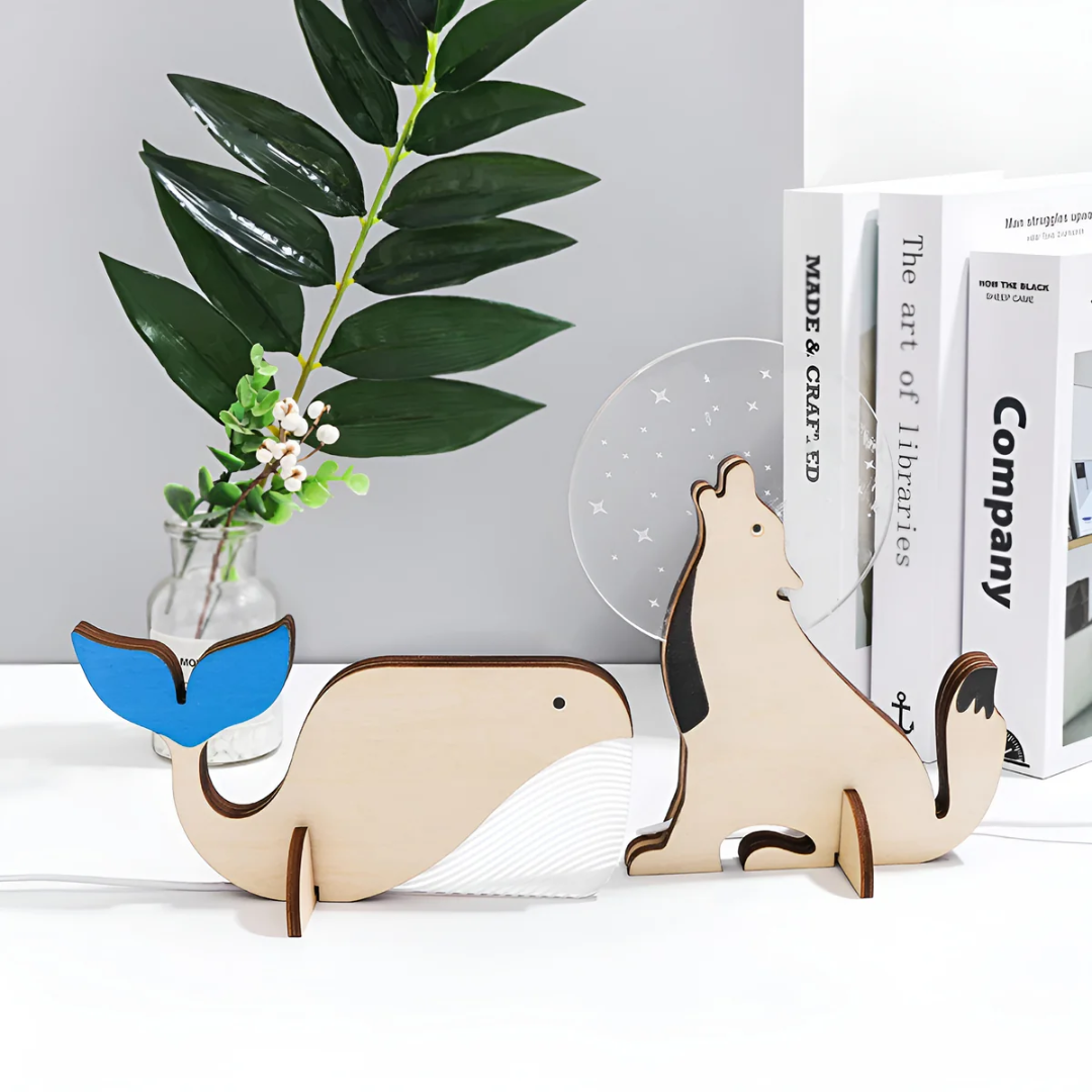 Scandinavian Wooden Animal LED Desk Lamp - Image 2