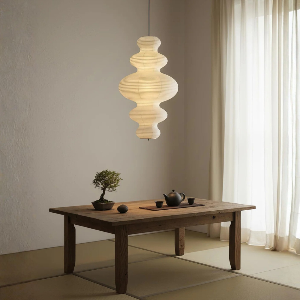 Akaria - Lampada a sospensione in carta di riso artigianale per illuminazione cucina