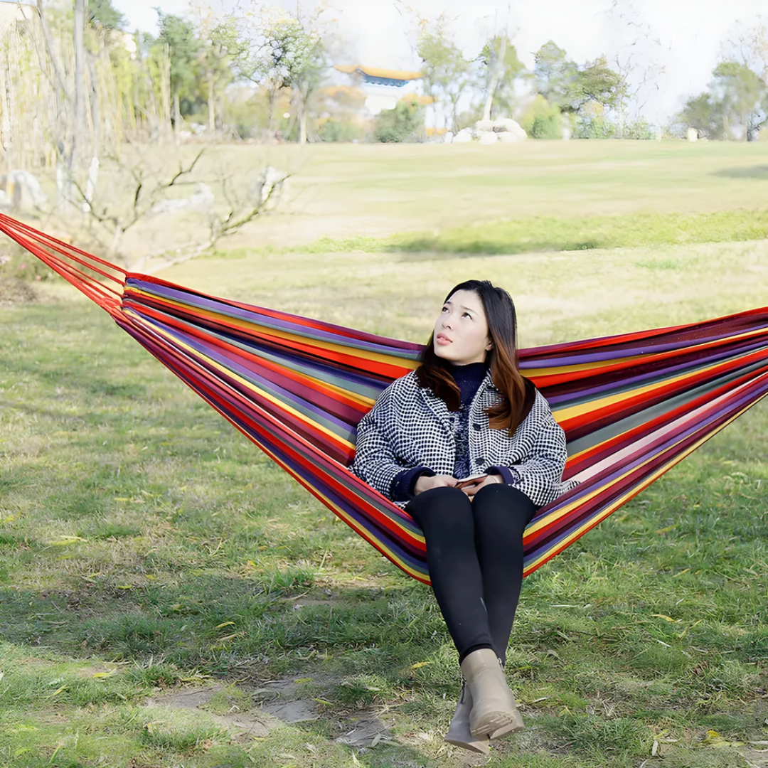 Striped Portable Fabric Hammock Breathable Outdoor - Image 2