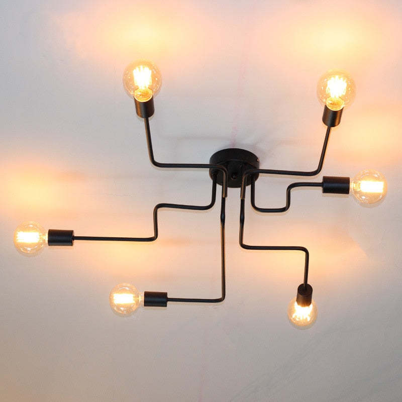Orvessan - Lampe de plafond industrielle vintage métal 4 6 8 ampoules