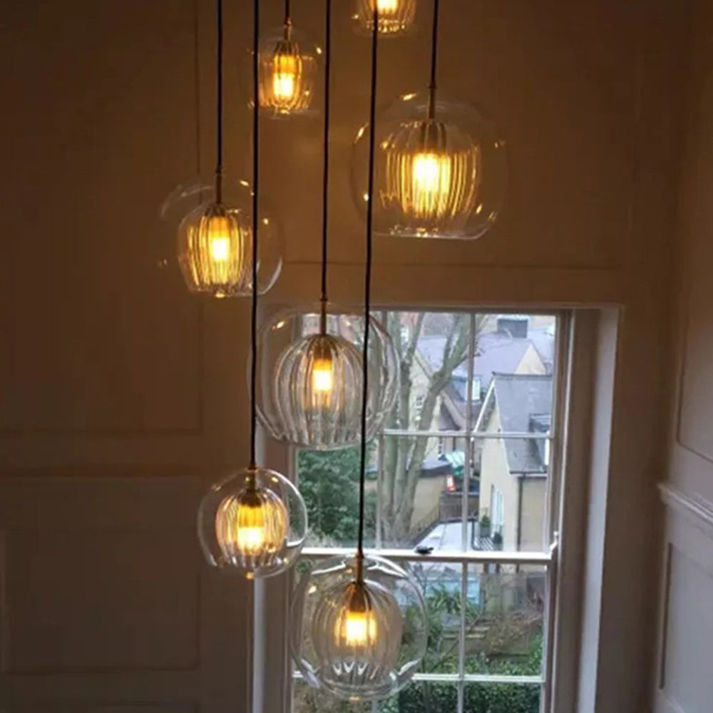 Hailenor - Lampada a sospensione in vetro trasparente ambra LED