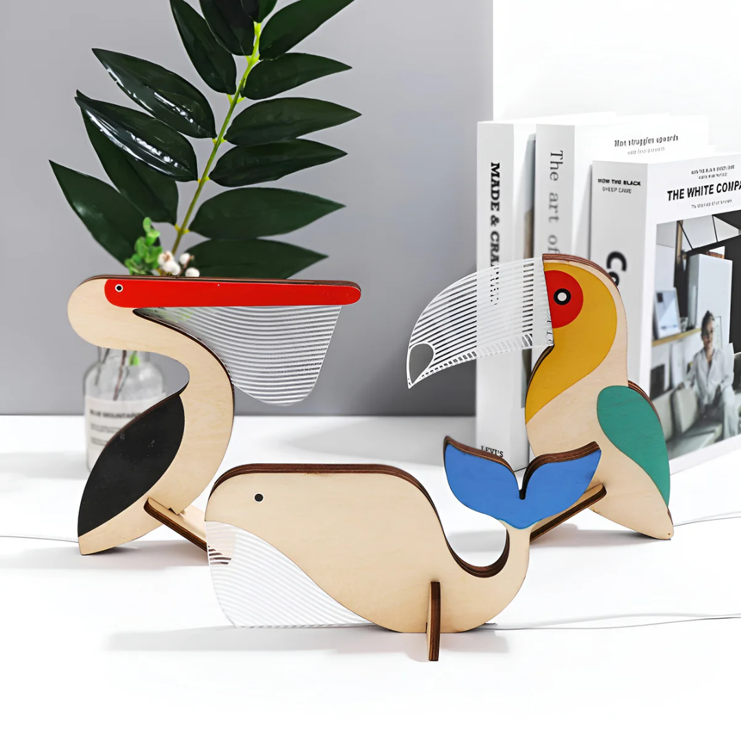 Scandinavian Wooden Animal LED Desk Lamp