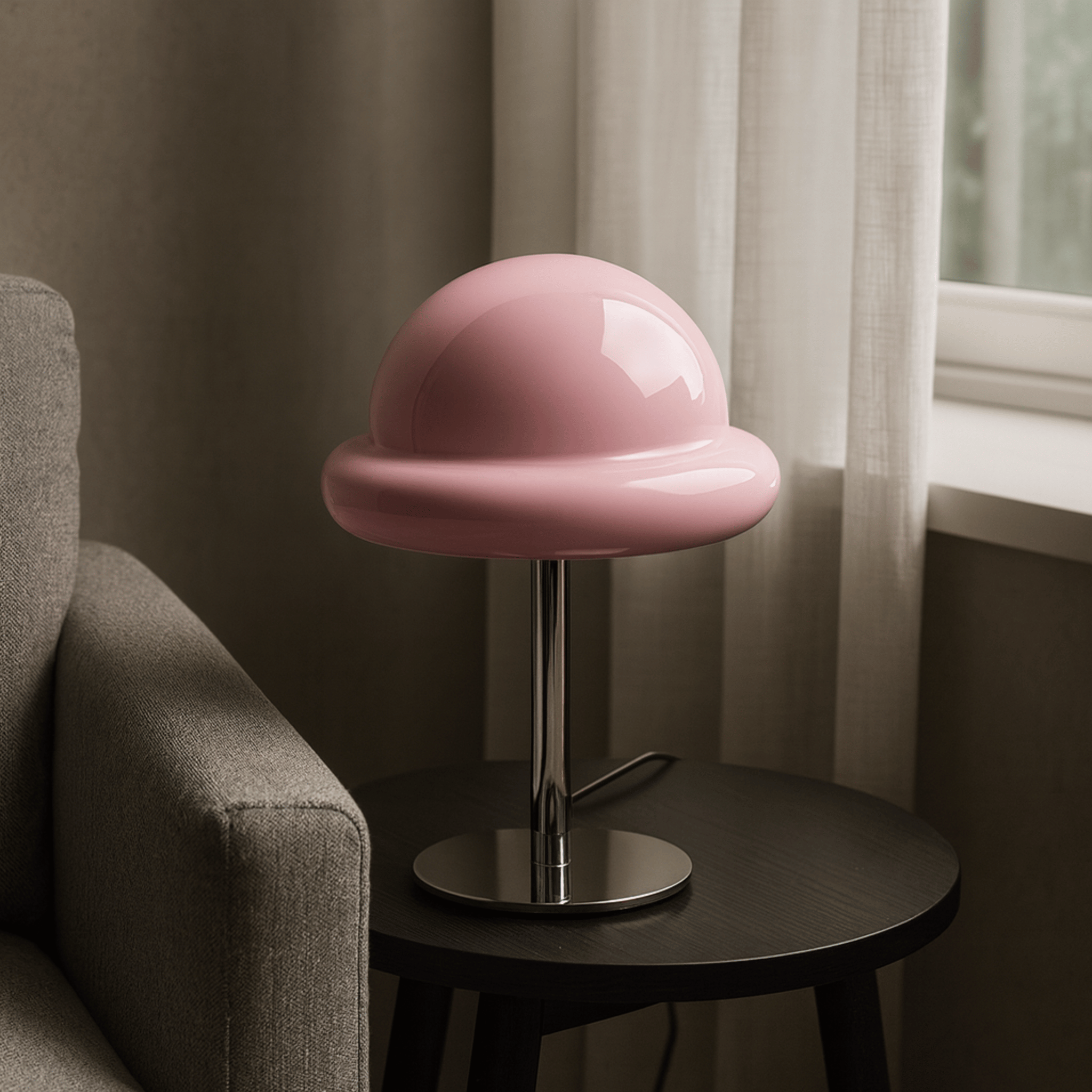 Lumirel - Lampada da tavolo retrò in vetro a forma di fungo