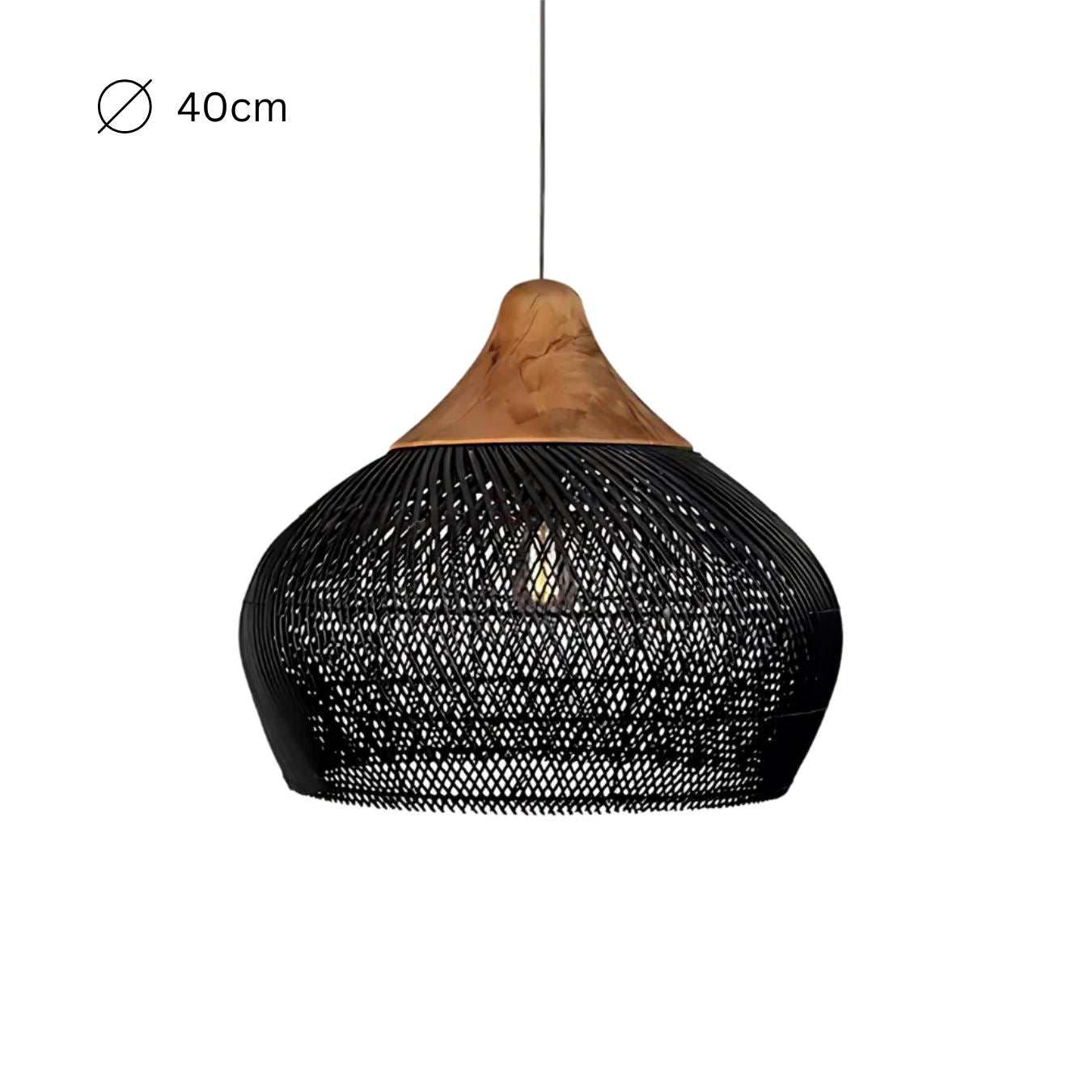 Solari - Lampada a Sospensione in Rattan in Stile Japandi Boho
