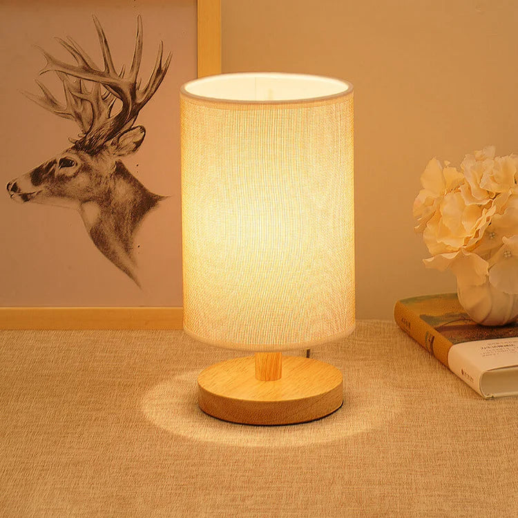 Aivaro - Lampada in legno organico e lino con telecomando