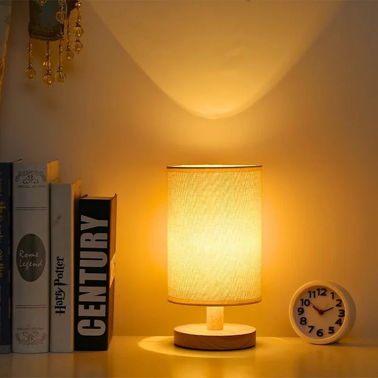 Aivaro - Lampada in legno organico e lino con telecomando