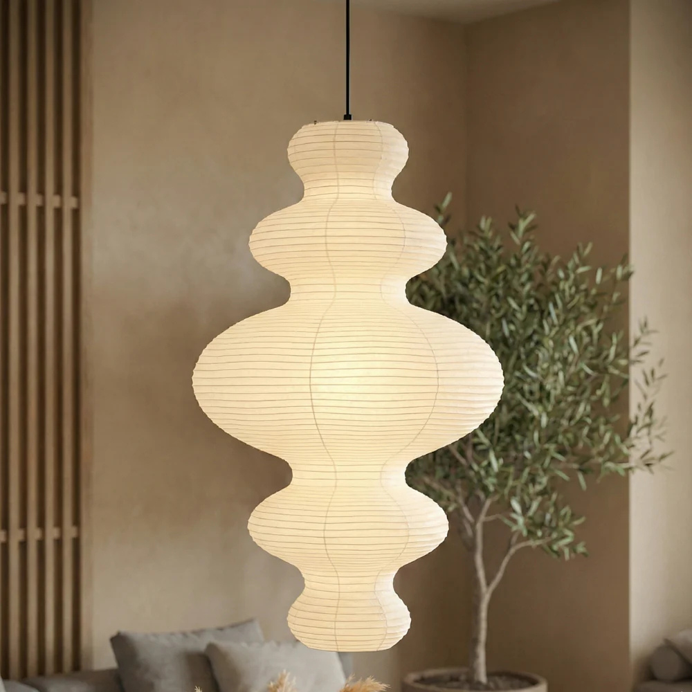Akaria - Lampada a sospensione in carta di riso artigianale per illuminazione cucina
