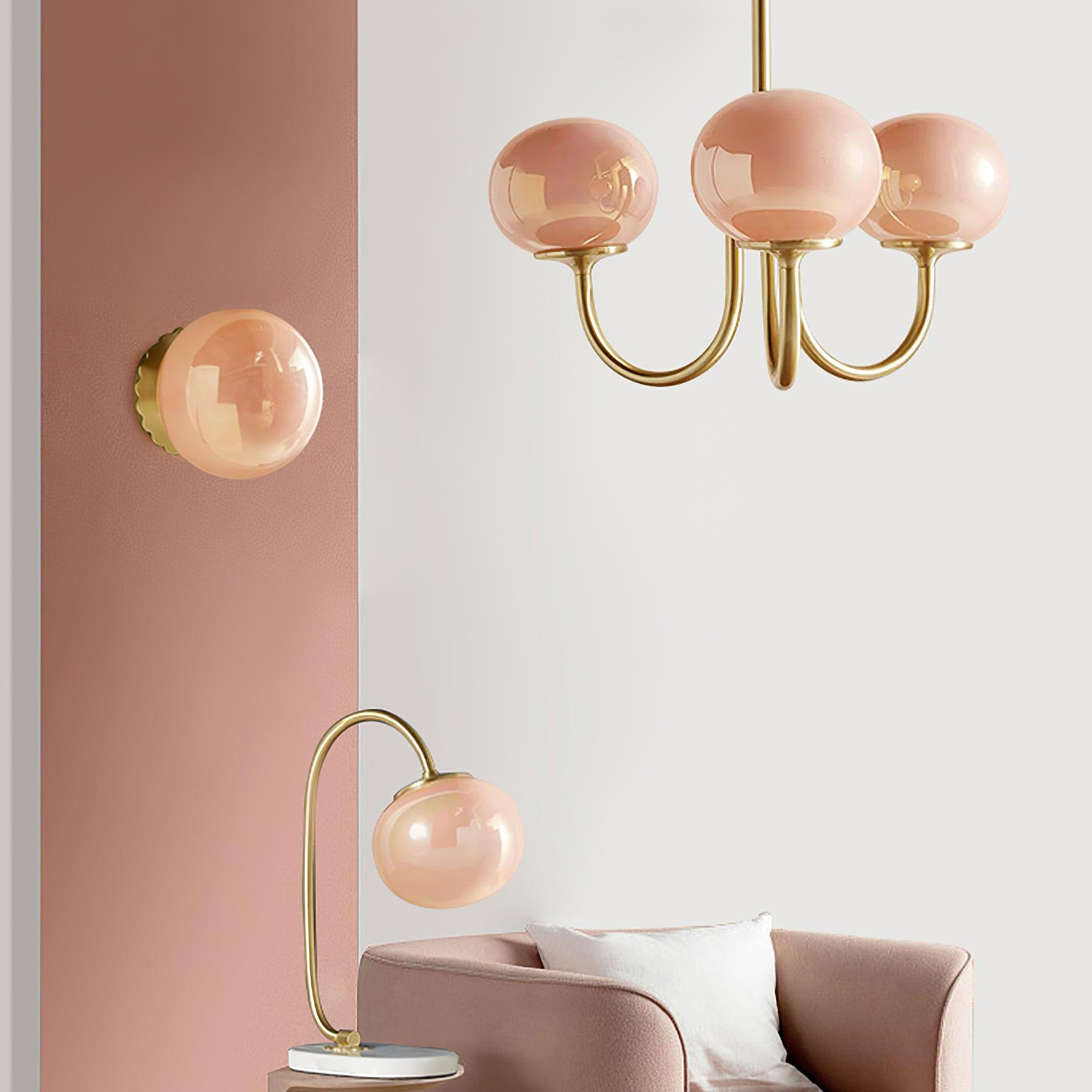 Piora - Lustre à bulles en verre rose