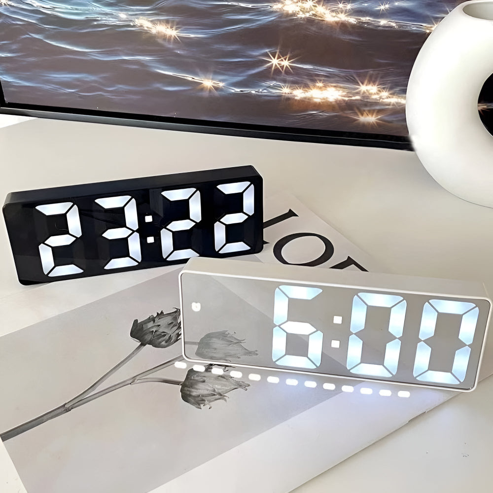 Zenvira – Réveil miroir LED avec température et fonction snooze