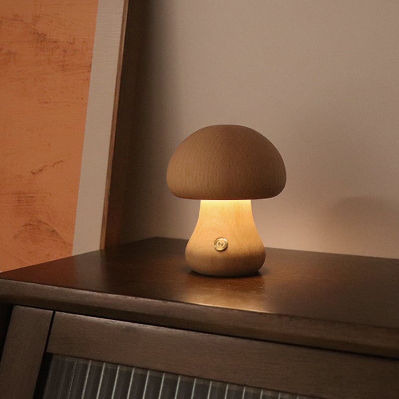 Mykora - Lampe de table champignon en bois tactile