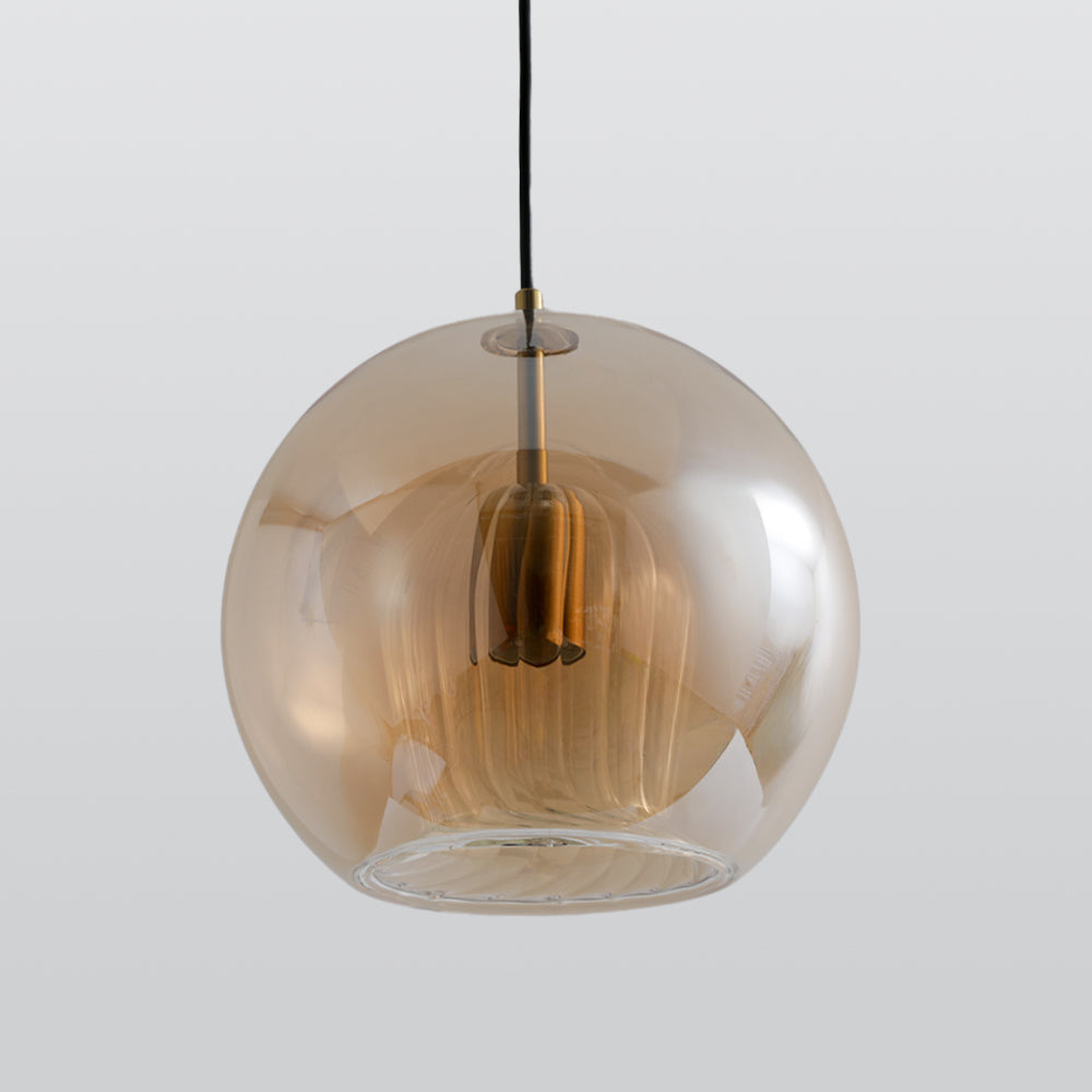 Hailenor - Lampada a sospensione in vetro trasparente ambra LED