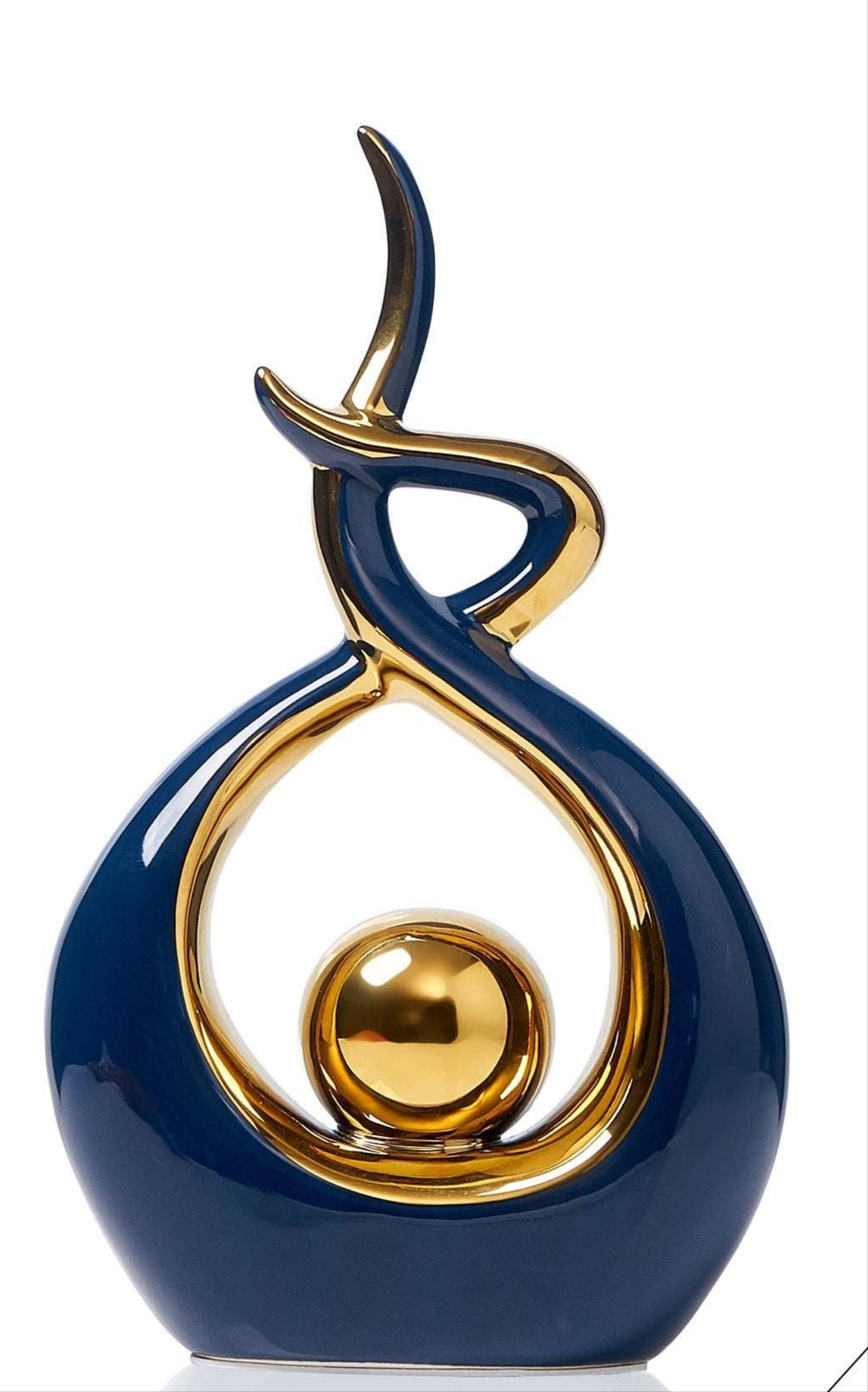 Aubelia – Scultura astratta in ceramica con accenti dorati