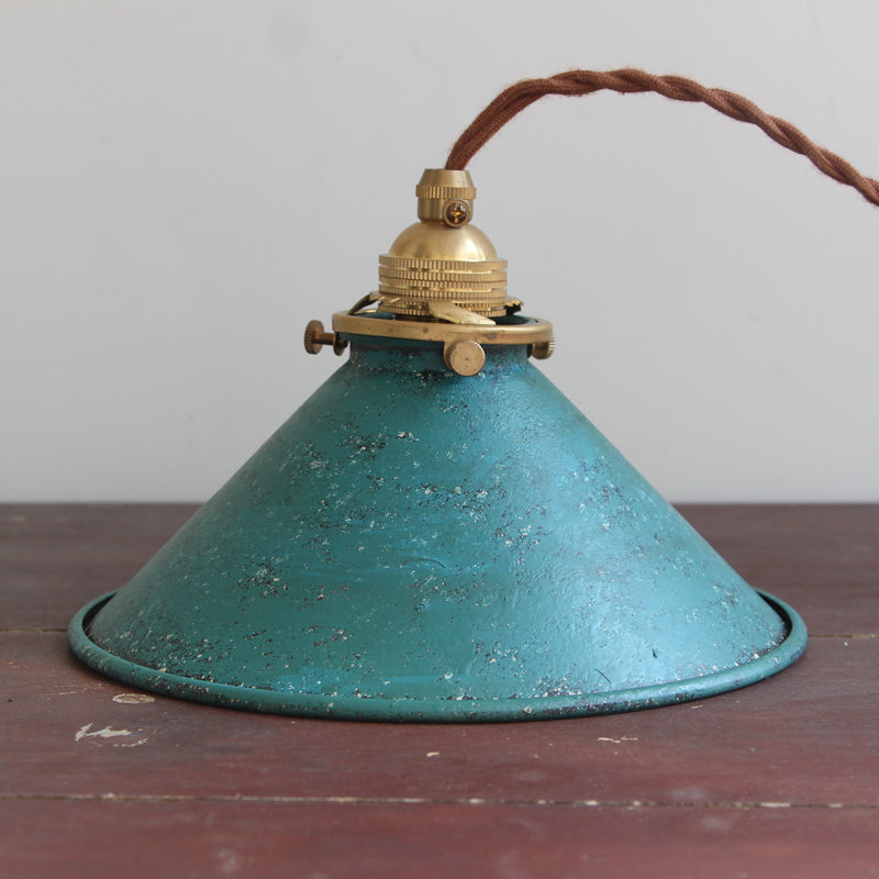 Valessio - Lampada a sospensione vintage LED con paralume metallico blu base E14