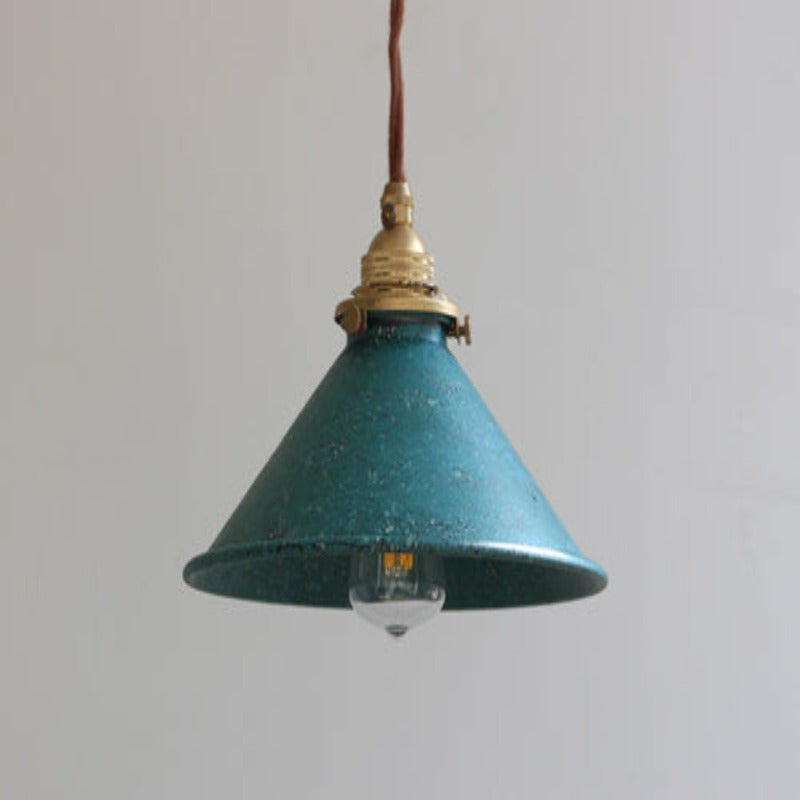 Valessio - Lampada a sospensione vintage LED con paralume metallico blu base E14