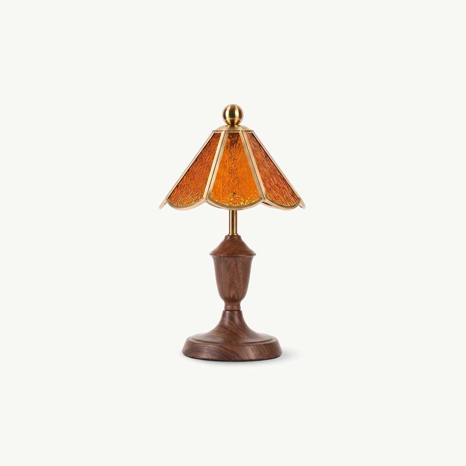 Modern Glass Iron Walnut Table Lamp Ambient LED - Image 4