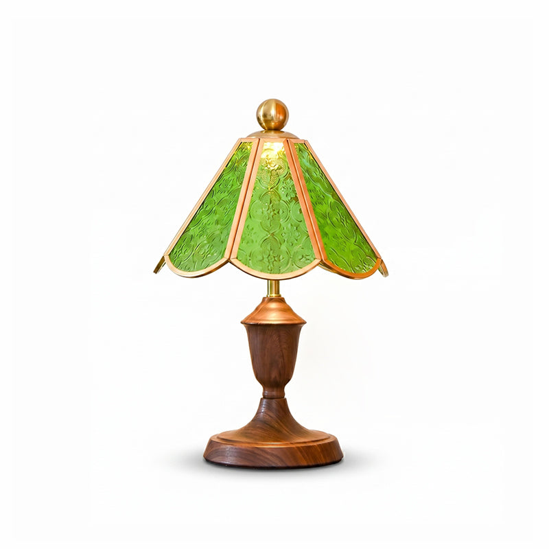 Modern Glass Iron Walnut Table Lamp Ambient LED - Image 2