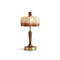 Modern Walnut Wood Grain Glass Shade Table Lamp