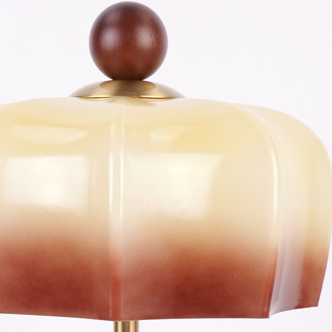 Modern Walnut Wood Grain Glass Shade Table Lamp - Image 8