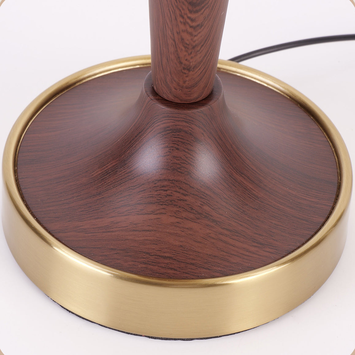 Modern Walnut Wood Grain Glass Shade Table Lamp - Image 9