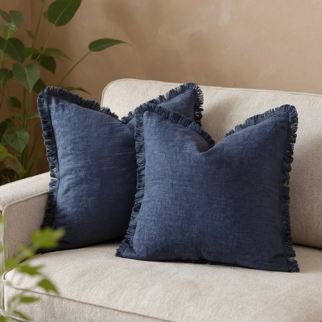 Elowen – Housses de coussin en coton et lin à volants