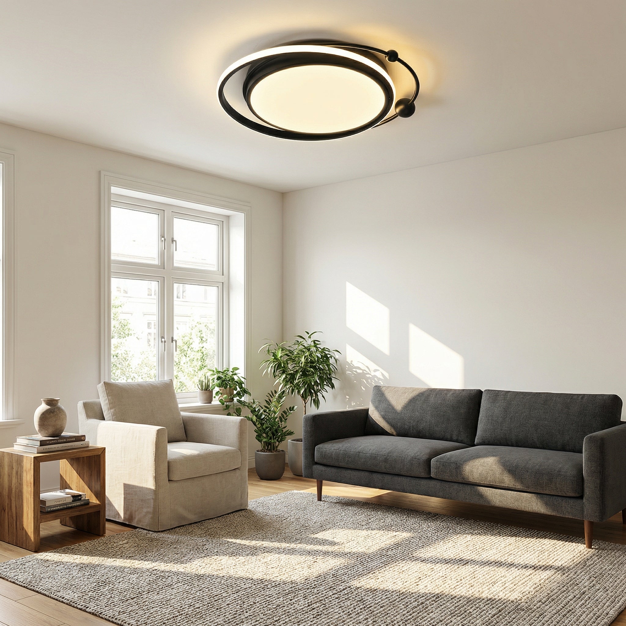 Orbixor – Lampada da soffitto LED nera da 48 cm  