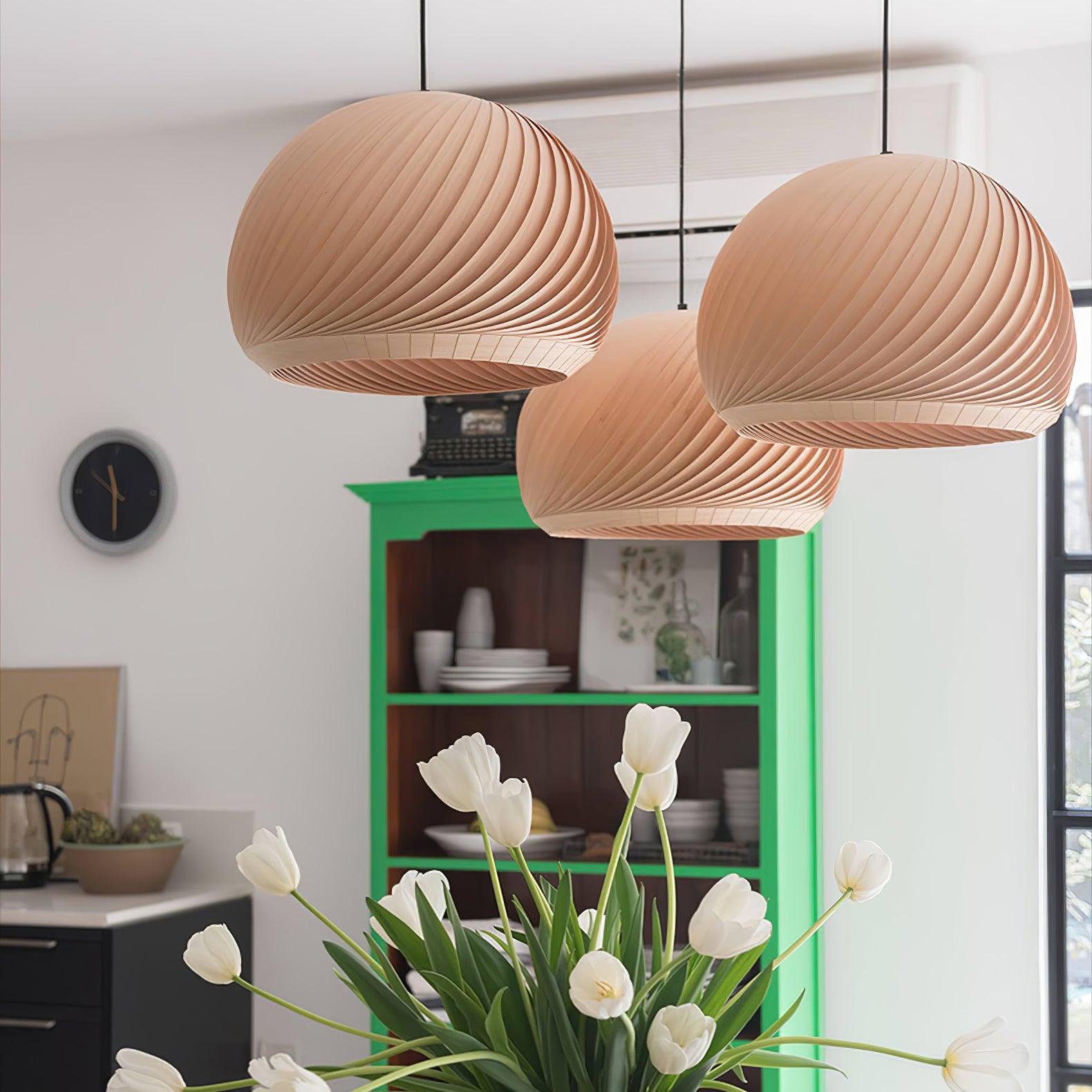Spirava - Suspension spirale vintage en bois