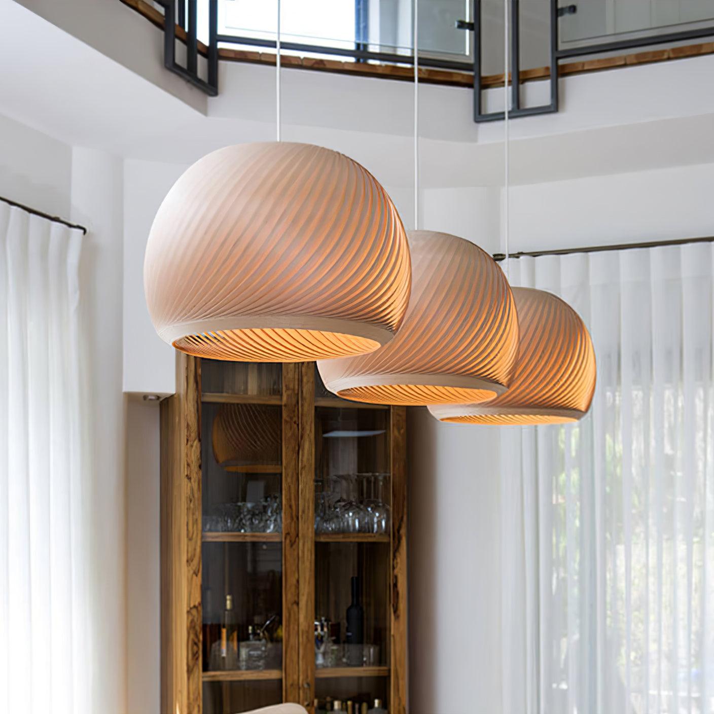 Spirava - Suspension spirale vintage en bois