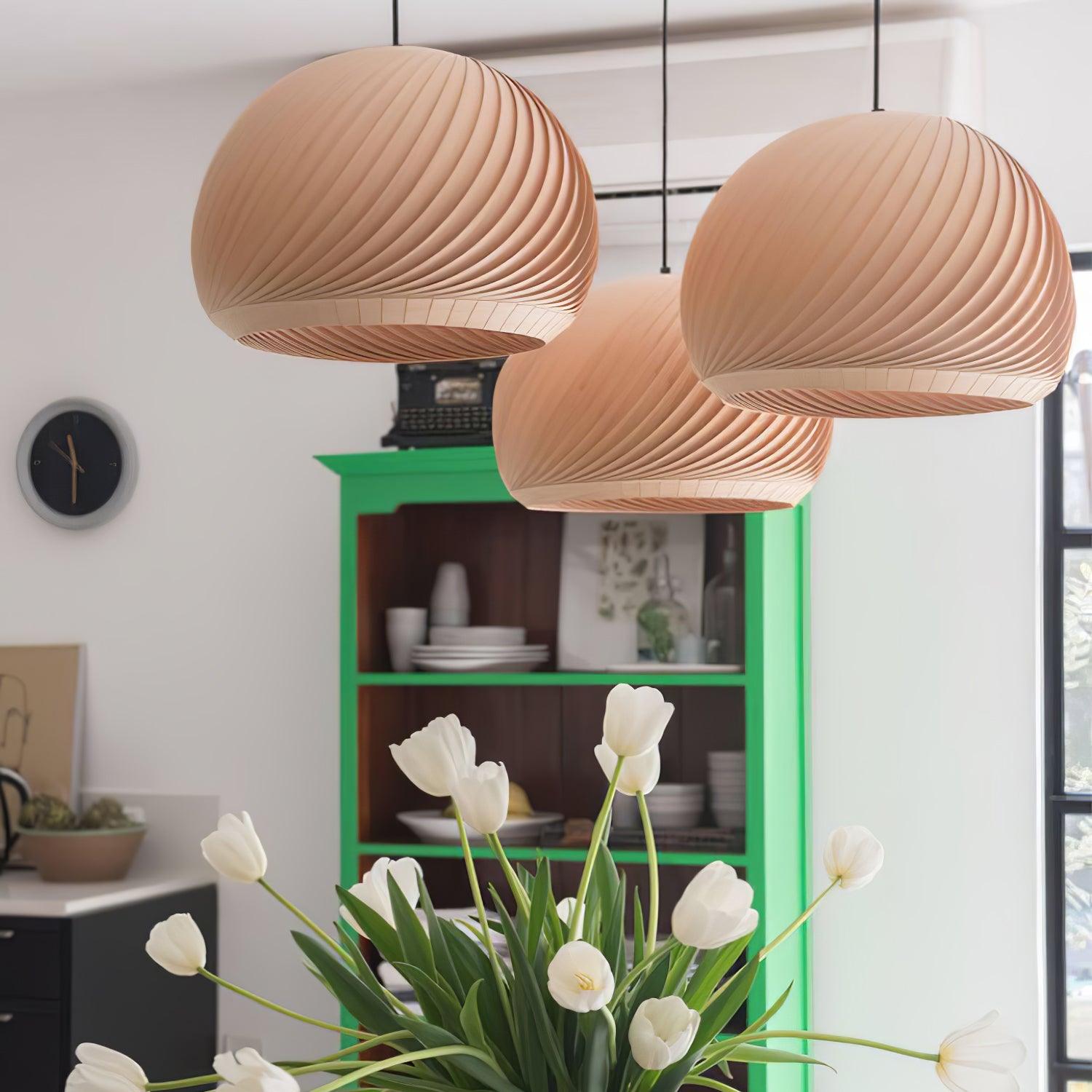 Spirava - Suspension spirale vintage en bois